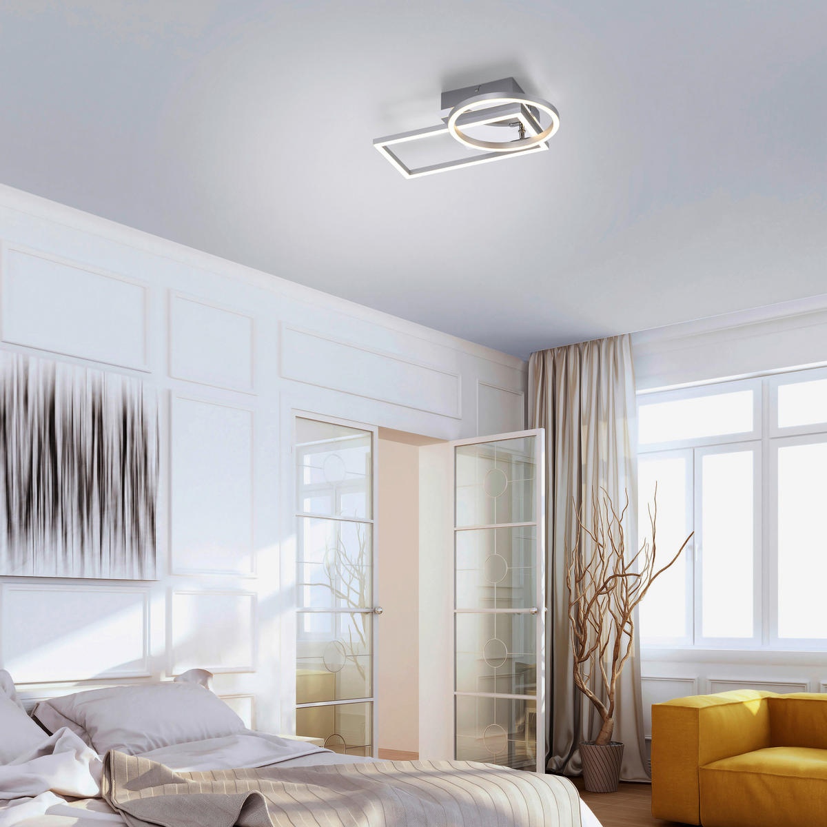 Just Light Deckenleuchte 14031-55 Iven stahlfarbig Kunststoff Eisen Aluminium B/H/L: ca. 26x8x27 cm Iven - stahlfarbig (27,00/26,00/8,00cm) - Just Light
