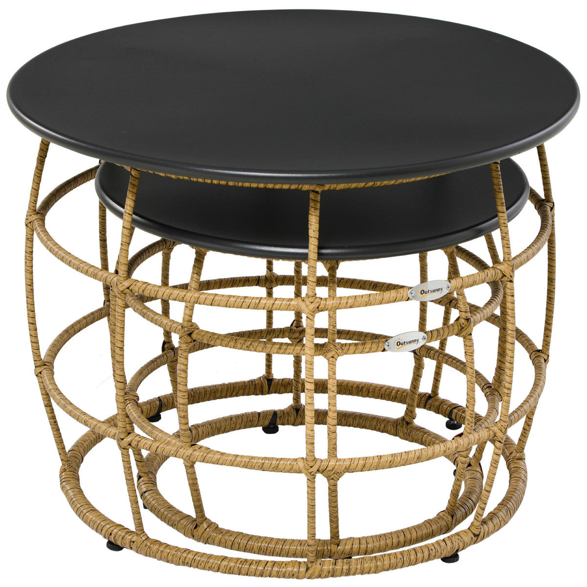 Outsunny Beistelltisch sand Polyrattan B/H/L: ca. 60x60x47 cm Rattan_Beistelltisch-Set - sand (47,00/60,00/60,00cm) - Outsunny