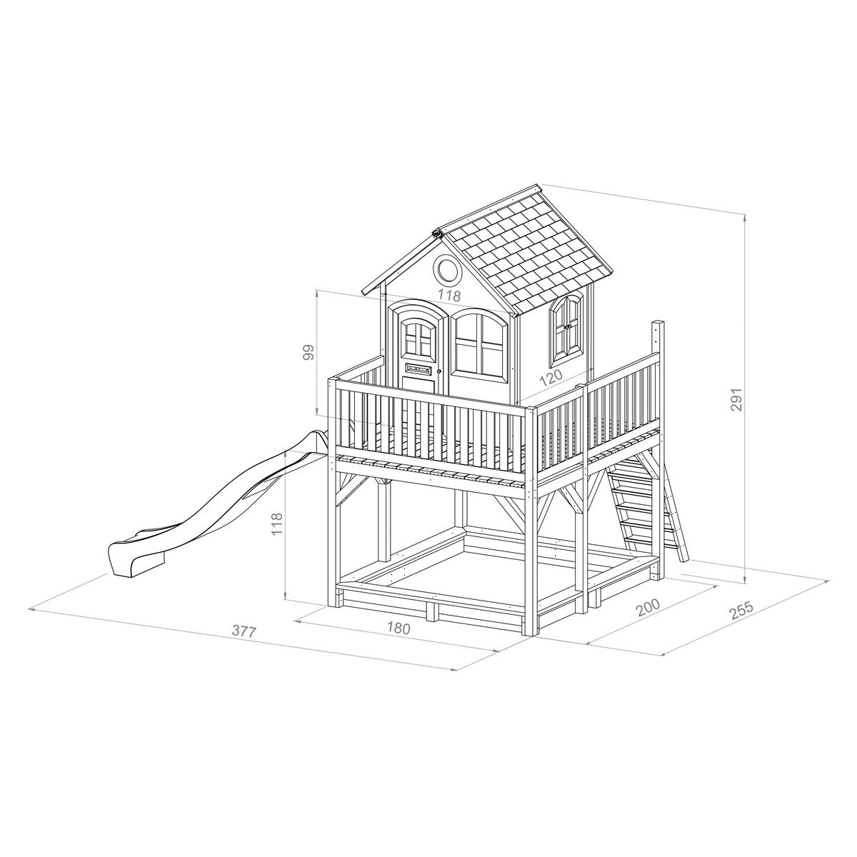 AXI Spielhaus Liam braun B/H/L: ca. 377x291x255 cm Liam - braun/weiß (255,00/377,00/291,00cm) - AXI