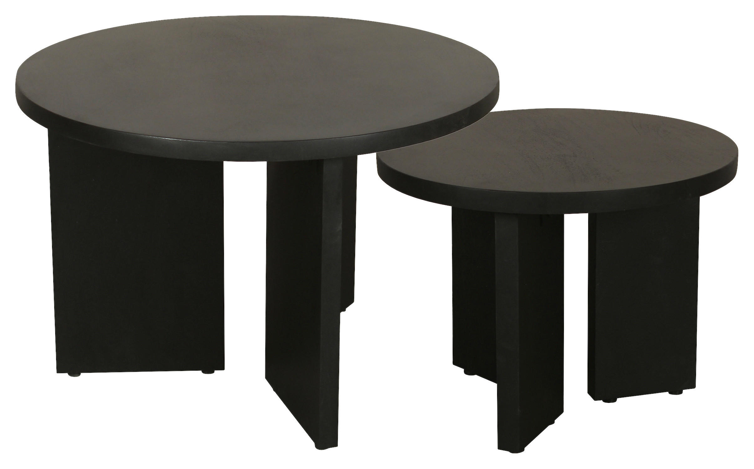 Beistelltisch ROUND, 2er-Set schwarz lackiert Akazie H/D: ca. 41x60 cm ROUND, 2er-Set - schwarz (60,00/41,00cm) - byLIVING
