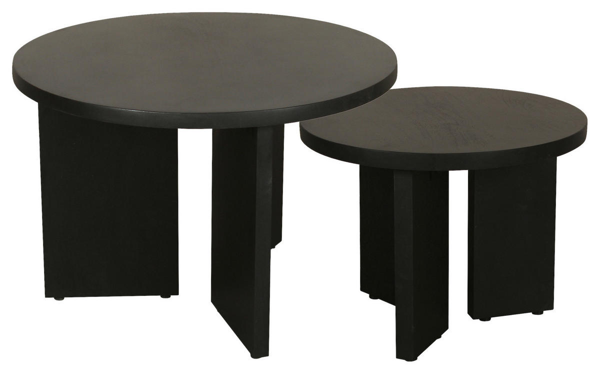 Beistelltisch ROUND, 2er-Set schwarz lackiert Akazie H/D: ca. 41x60 cm ROUND, 2er-Set - schwarz (60,00/41,00cm) - byLIVING