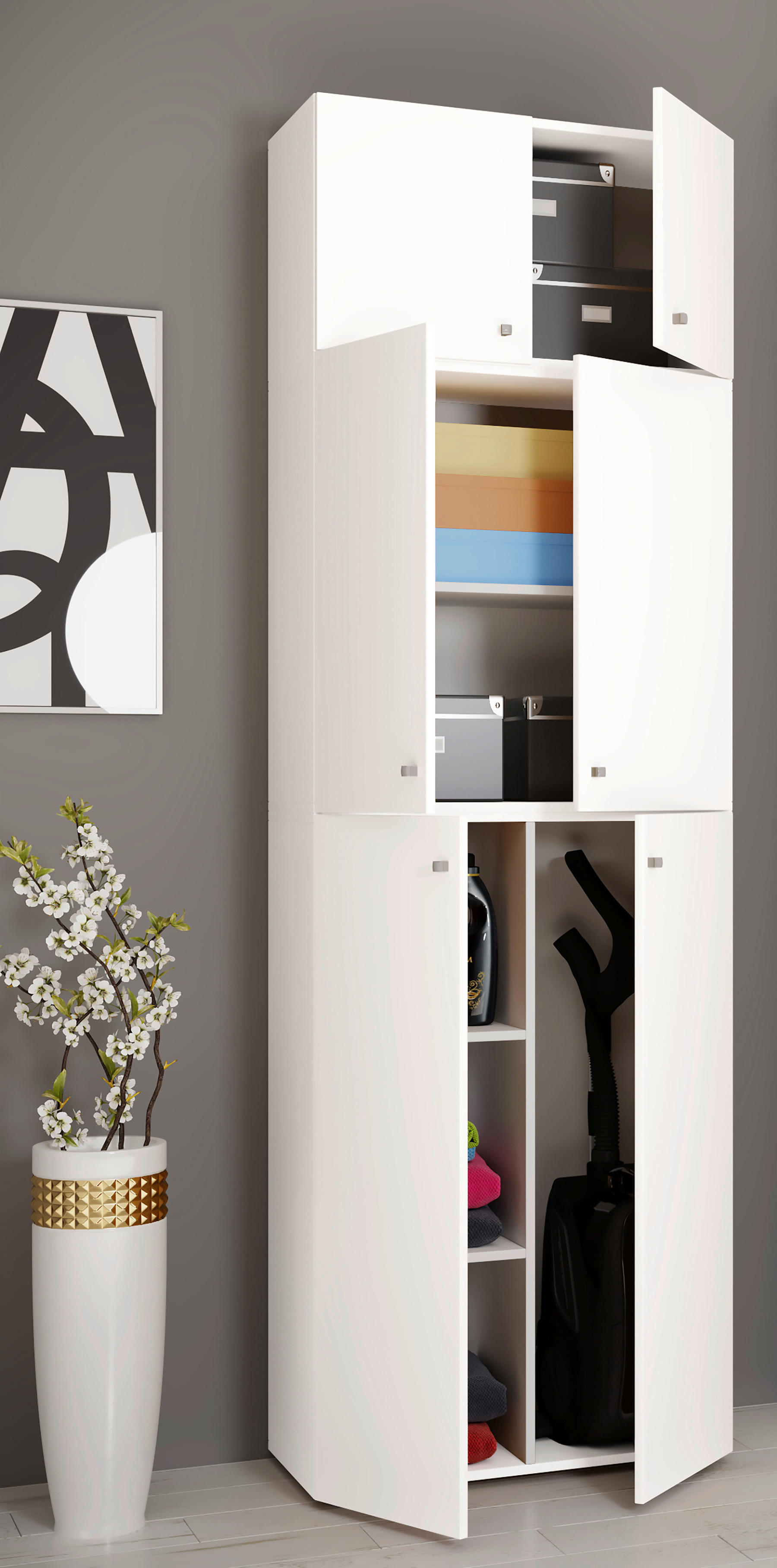 Putzschrank Lona weiß B/H/T: ca. 70x223x39 cm Lona - weiß (70,00/223,00/39,00cm) - VCM Möbel