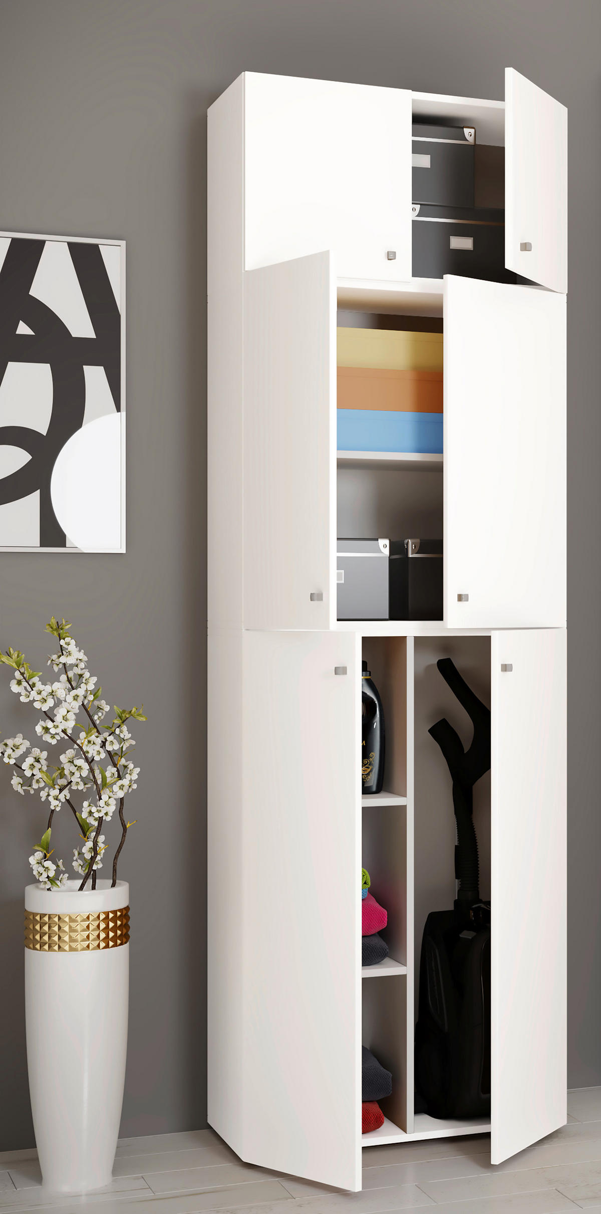 Putzschrank Lona weiß B/H/T: ca. 70x223x39 cm Lona - weiß (70,00/223,00/39,00cm) - VCM Möbel