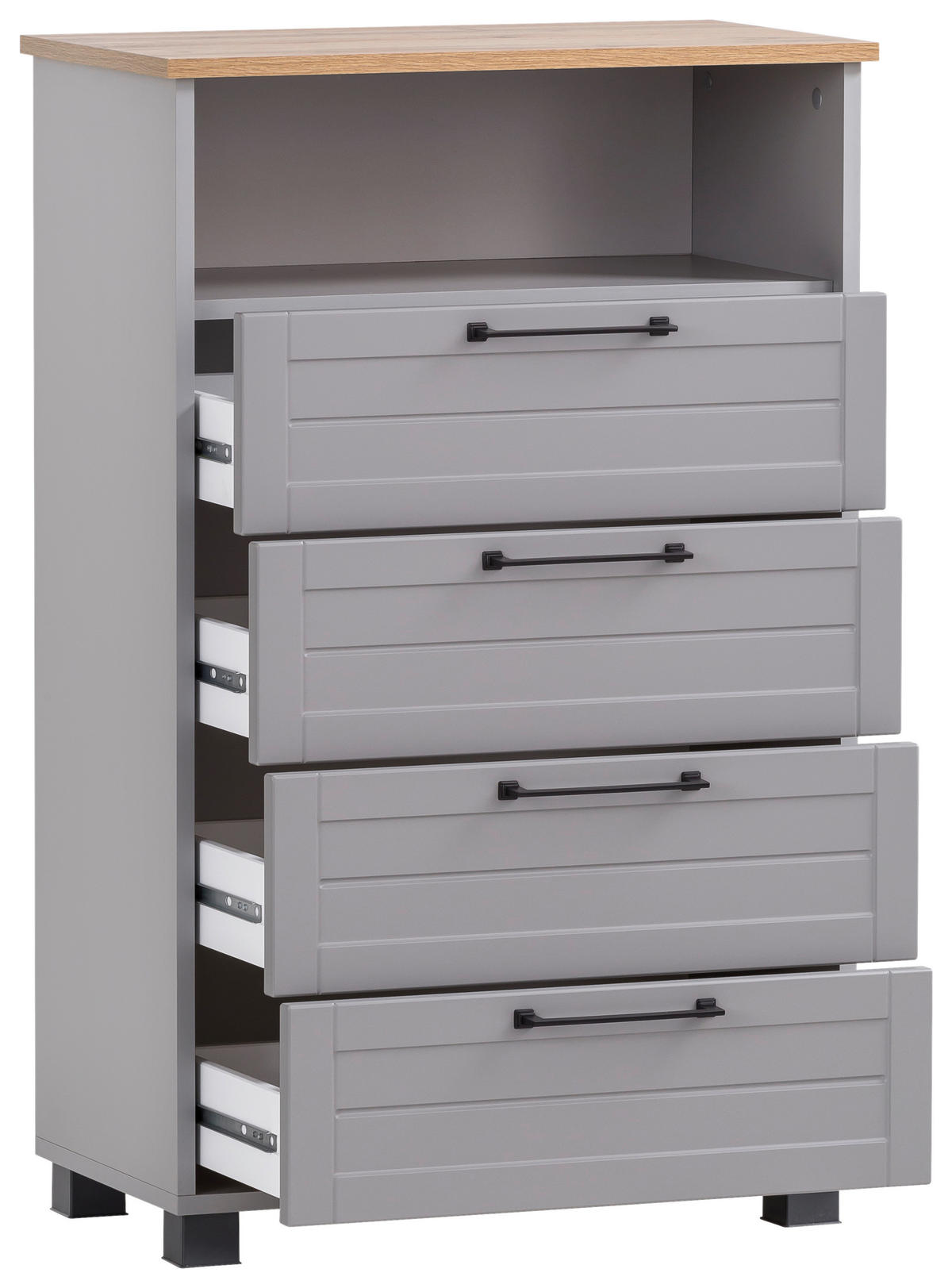 Midischrank Jelda platin grau Eiche Landhaus Nachbildung B/H/T: ca. 62,4x102x34,1 cm Jelda - Eiche/platin (62,40/102,00/34,10cm) - Möbelpartner