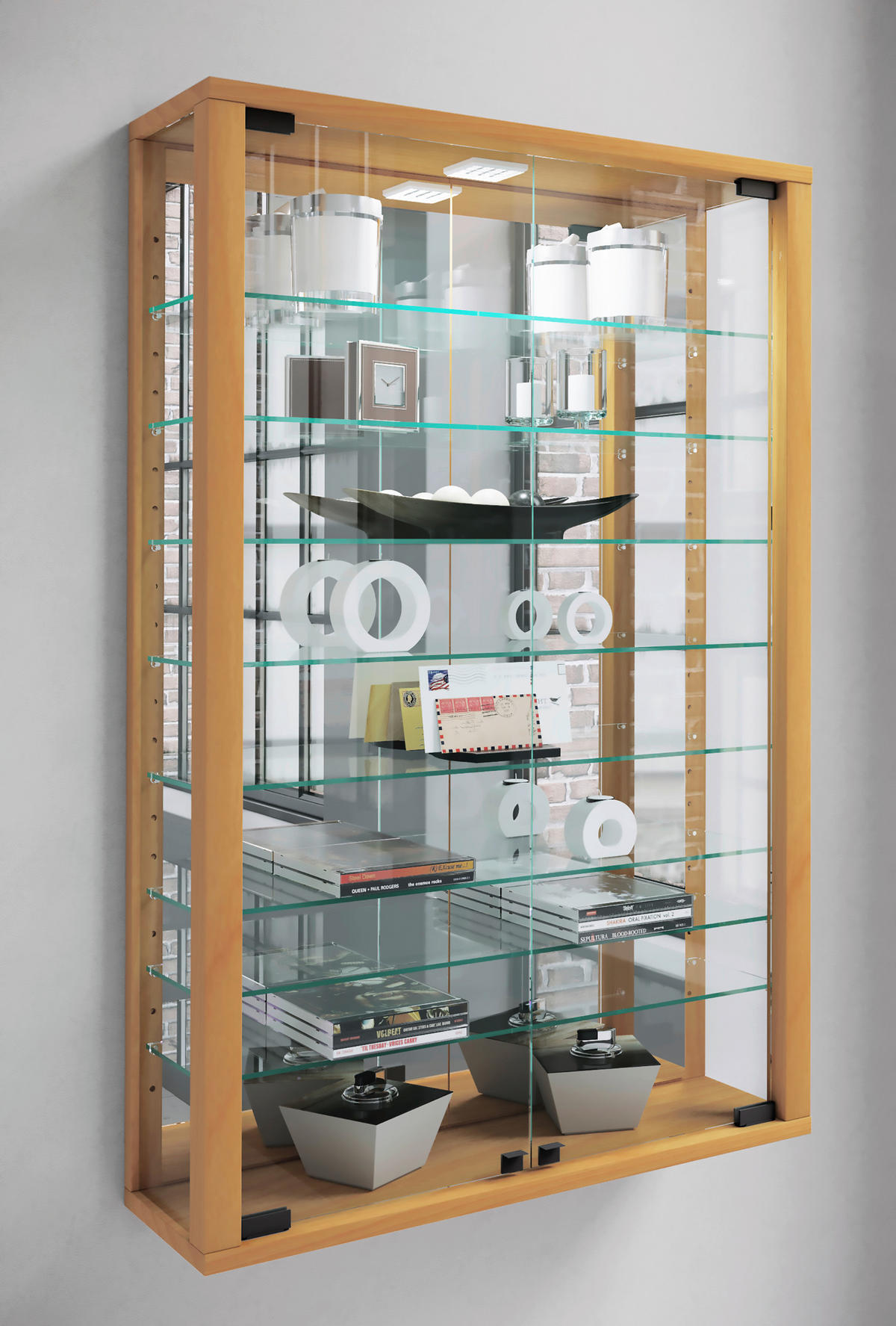 Vitrine Vitrosa buche Holzwerkstoff Glas B/H/T: ca. 59x91x18 cm Vitrosa - buche (59,00/91,00/18,00cm) - VCM Möbel