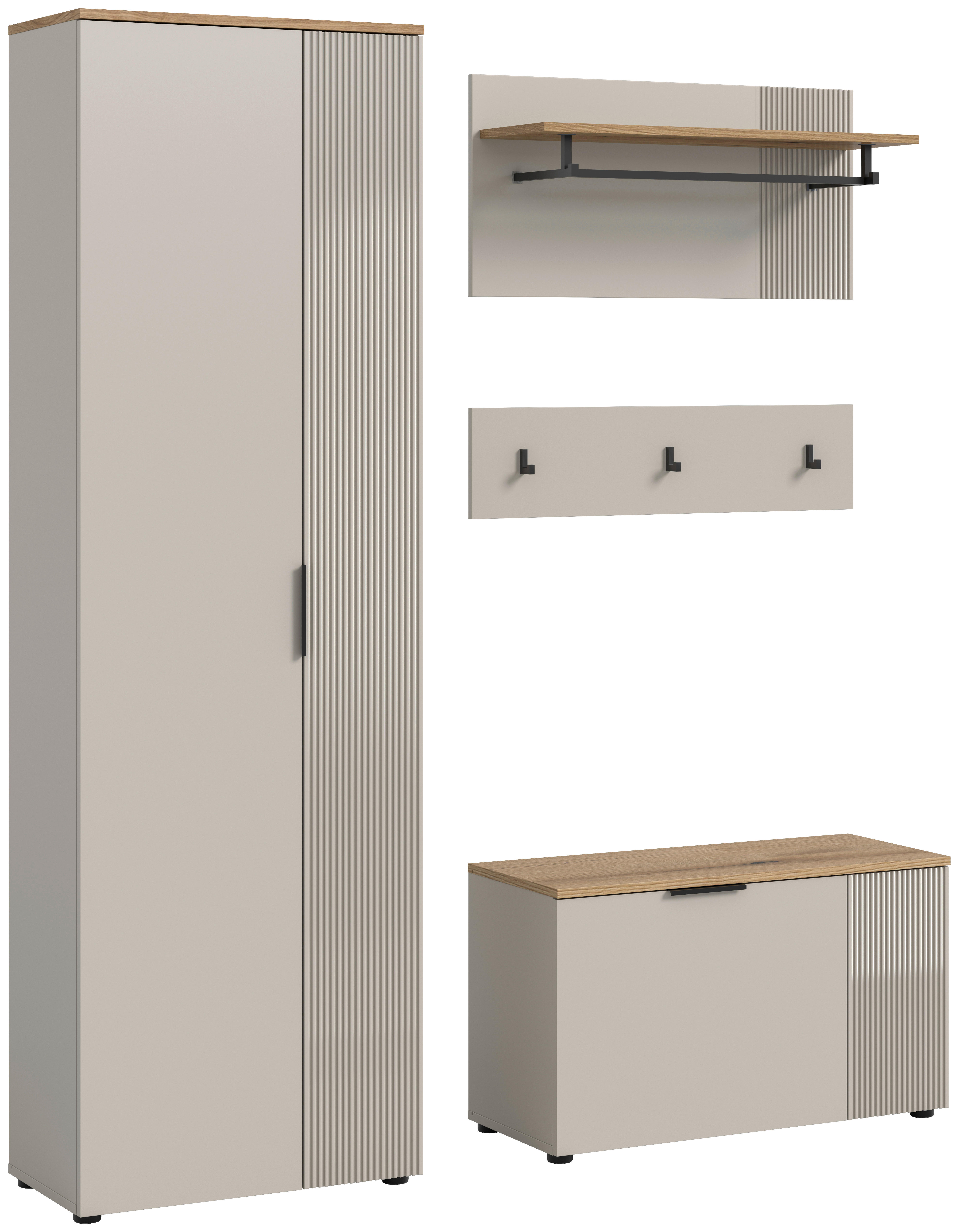 Garderobe Slide Kaschmirgrau Nachbildung Evoke Oak Nachbildung B/H/T: ca. 155x190x36 cm Slide - (155,00/190,00/36,00cm) - xonox.home