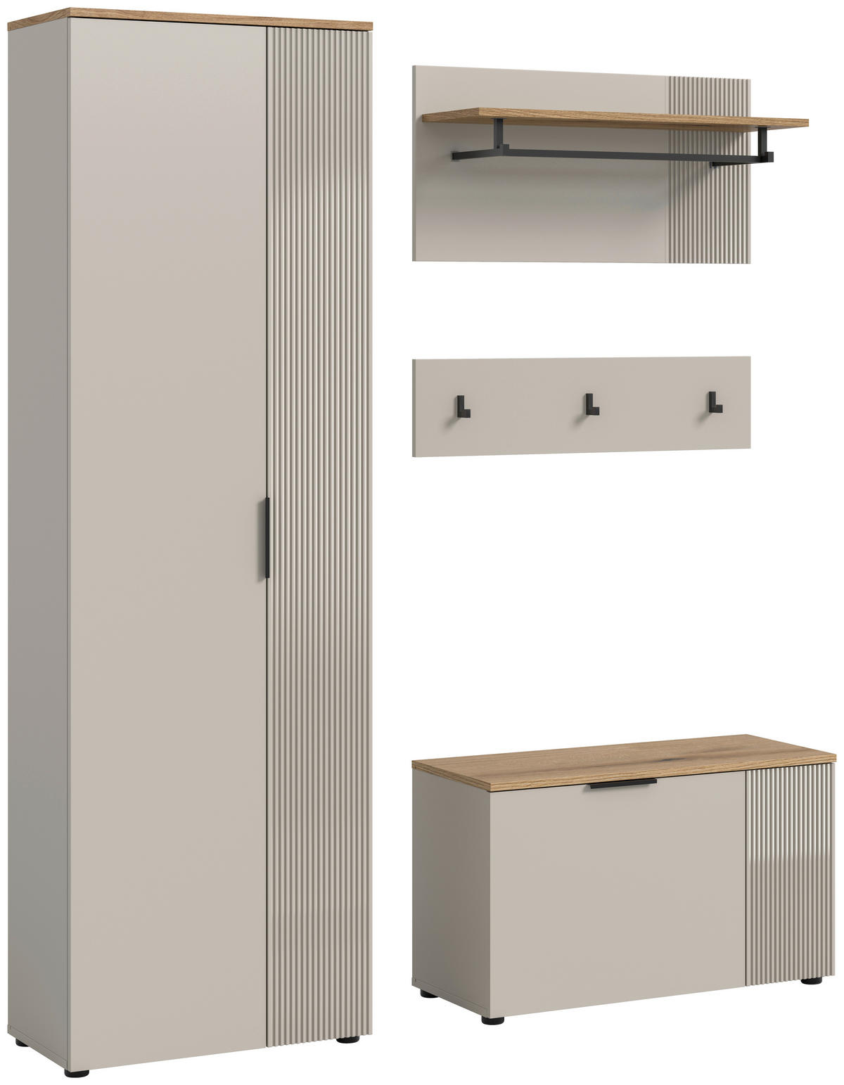 Garderobe Slide Kaschmirgrau Nachbildung Evoke Oak Nachbildung B/H/T: ca. 155x190x36 cm Slide - (155,00/190,00/36,00cm) - xonox.home