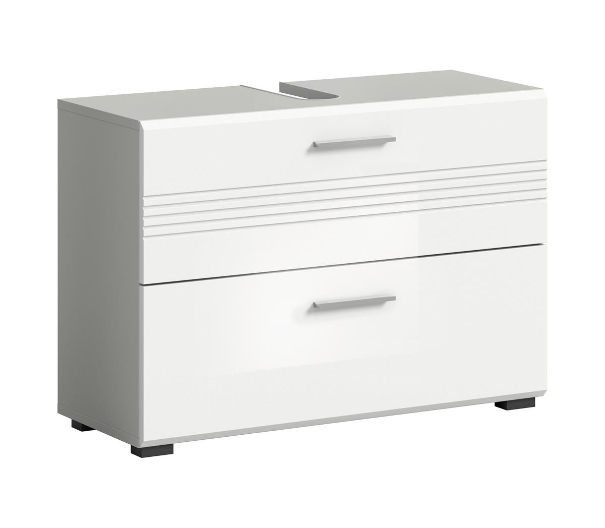 Waschbeckenunterschrank Copa hellgrau weiß Hochglanz B/H/T: ca. 80x56x32 cm Copa - hellgrau/weiß (80,00/56,00/32,00cm) - xonox.home