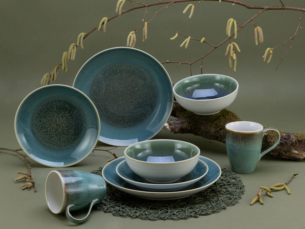 CreaTable Kombiservice Caldera grün Steinzeug 8 tlg. Caldera - grün - CreaTable