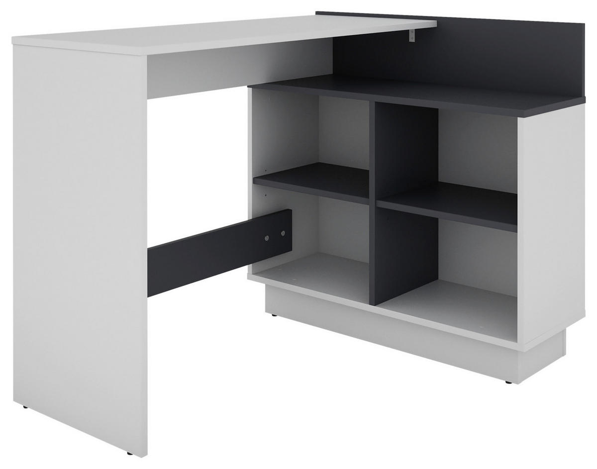 Eckschreibtisch BERNI weiß Graphit B/H/T: ca. 102x77,5x80 cm BERNI - weiß/Graphit (102,00/77,50/80,00cm) - byLIVING