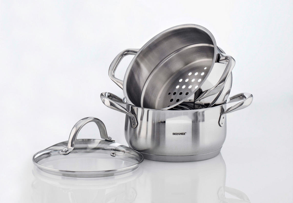 BERGNER Topfset Gourmet silber Edelstahl 3 tlg. Gourmet - silber - BERGNER
