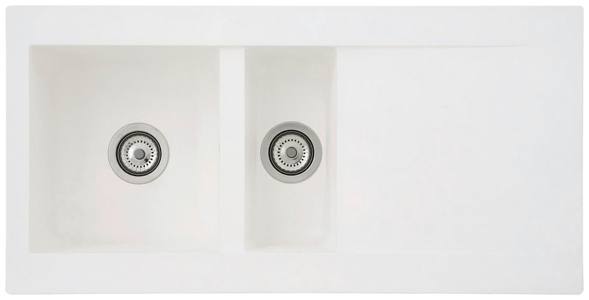 Respekta Einbauspüle Denver 1,5  100 x 50 W weiß Mineralite B/H/T: ca. 100x20x50 cm Denver 1,5  100 x 50 W - weiß (100,00/20,00/50,00cm) - Respekta