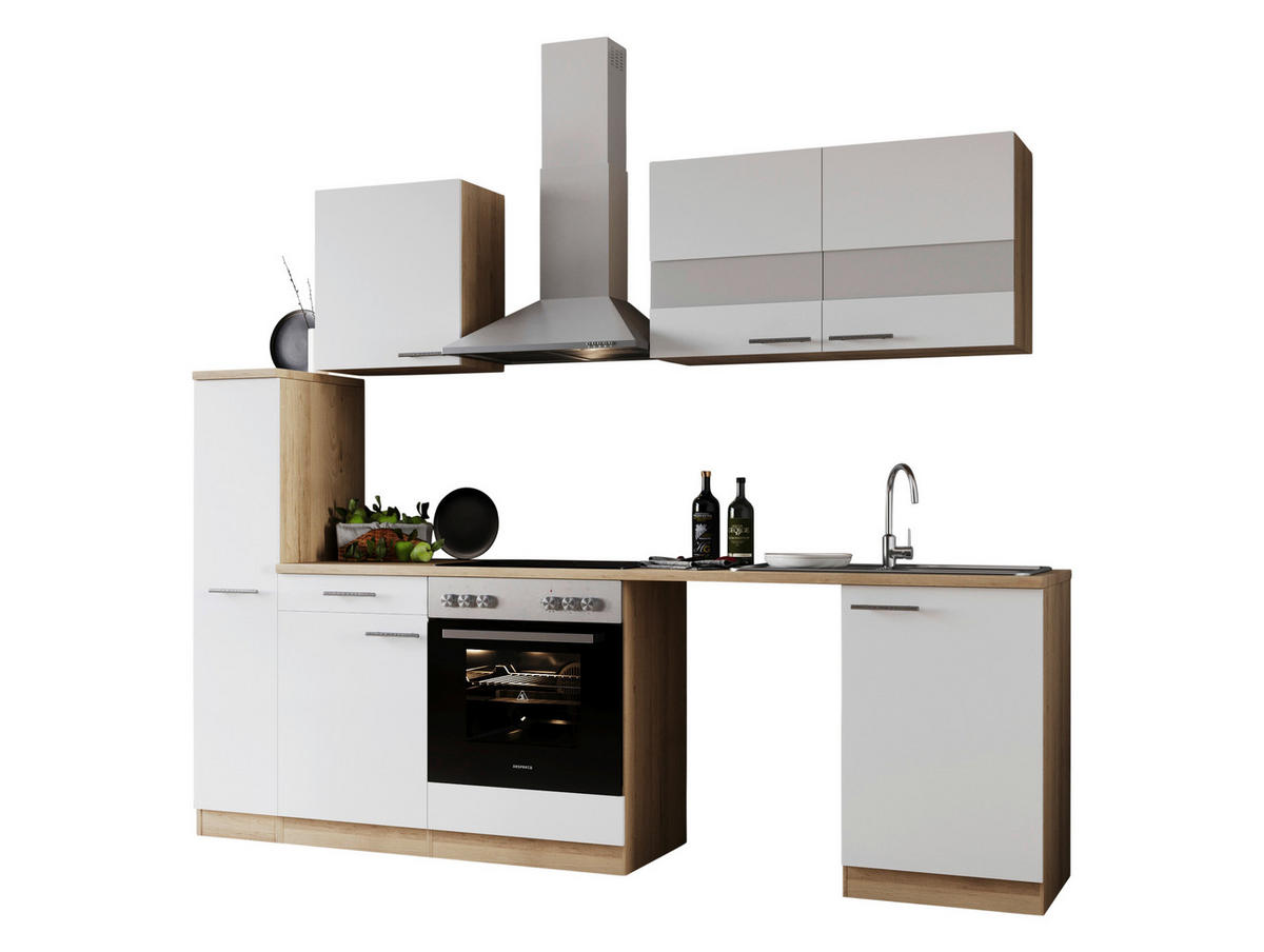 Respekta Küchenblock Merle weiß B/H/T: ca. 250x200x60 cm Merle - Eiche/weiß (250,00/200,00/60,00cm) - Respekta