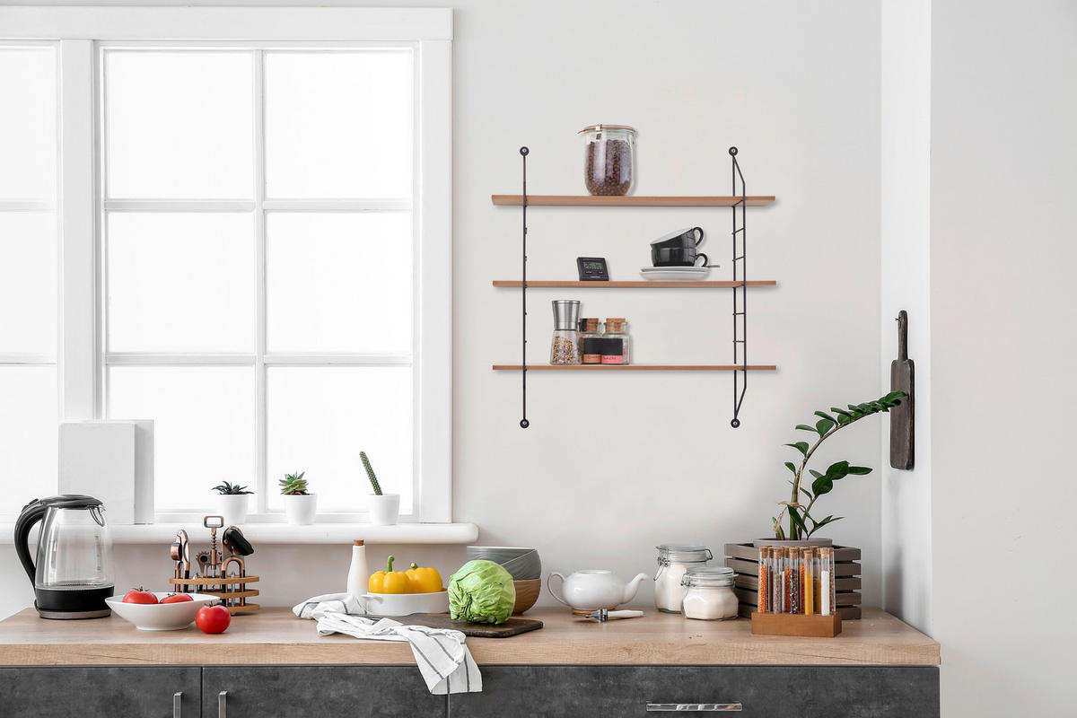 Wandregal Ella schwarz B/H/T: ca. 60x62x15 cm Ella - schwarz (60,00/62,00/15,00cm)