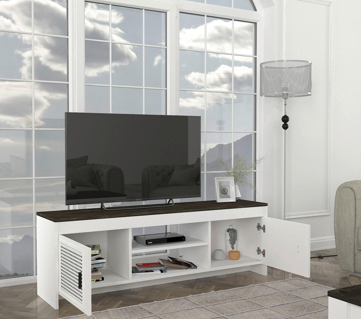 TV-Lowboard Done weiß Rebab B/H/T: ca. 150x48,2x35 cm Done - Rebab/weiß (150,00/48,20/35,00cm) - moebel17