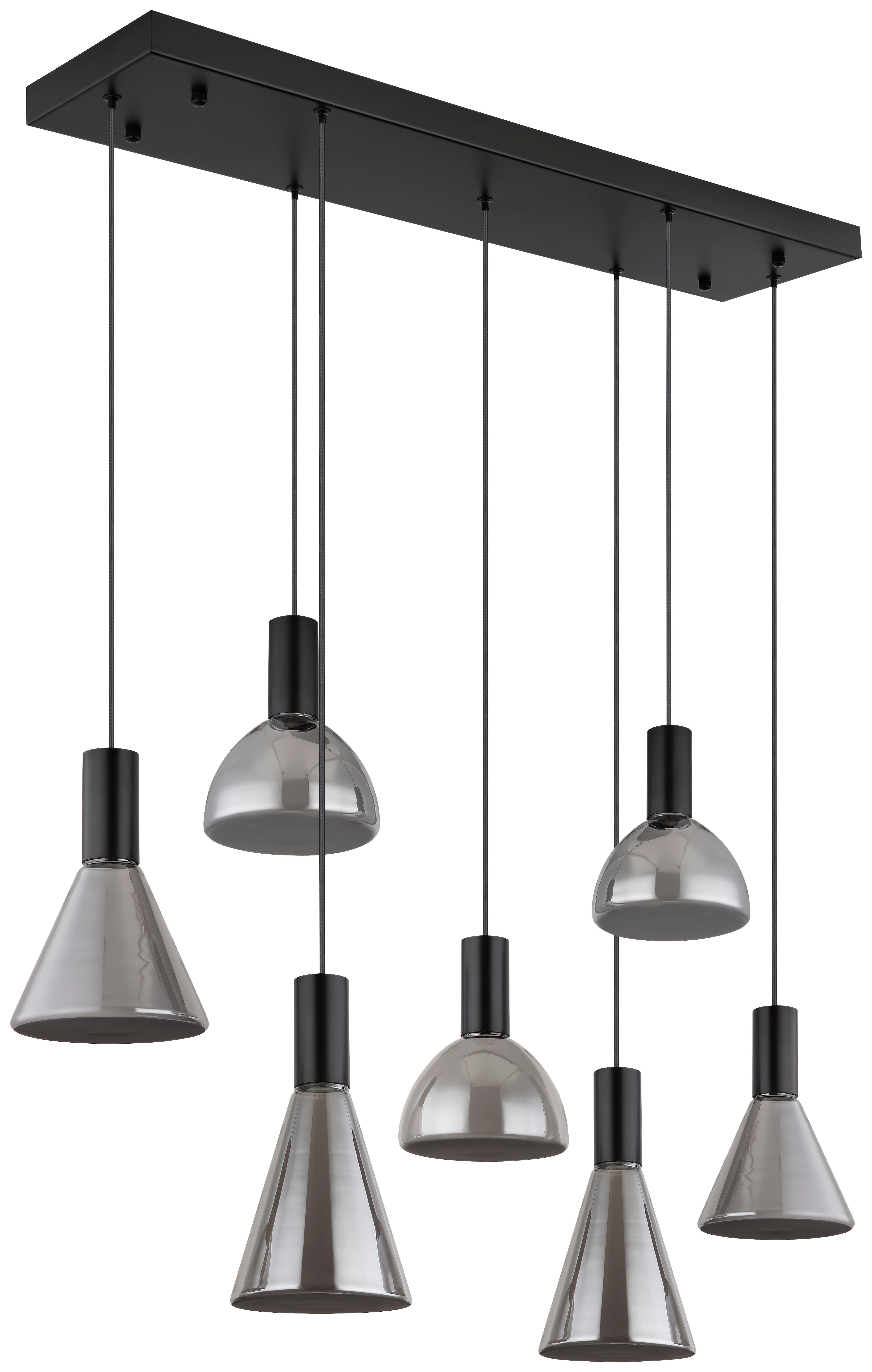 GLOBO LED-Pendelleuchte Rauch mattschwarz Metall Glas B/H/T: ca. 33x150x97 cm LABORA - Rauch/mattschwarz (33,00/150,00/97,00cm) - GLOBO