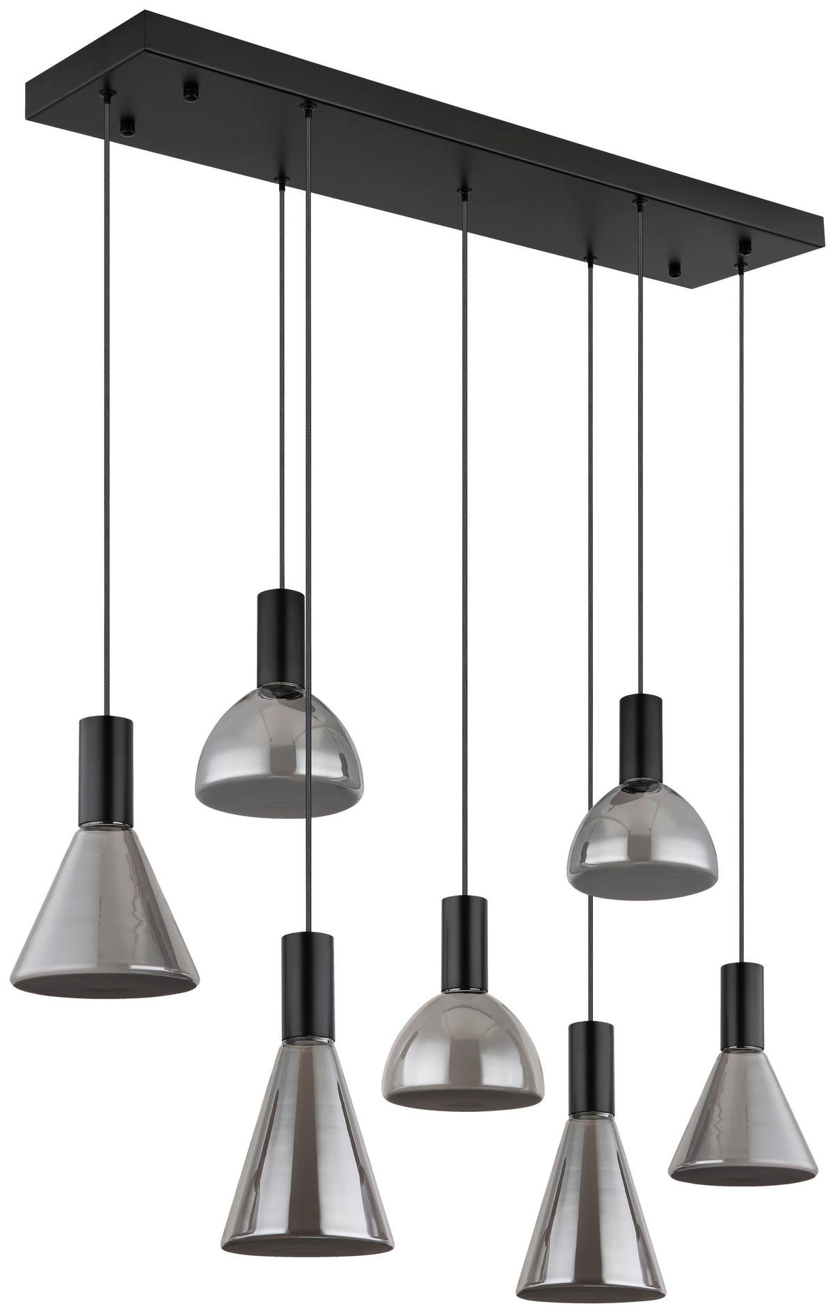 GLOBO LED-Pendelleuchte Rauch mattschwarz Metall Glas B/H/T: ca. 33x150x97 cm LABORA - Rauch/mattschwarz (33,00/150,00/97,00cm) - GLOBO
