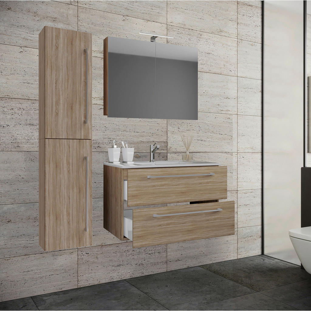 Thumbnail - Waschplatz 4tlg-Badinos Eiche Sonoma Nachbildung B/H/T: ca. 81x51,6x46,4 cm