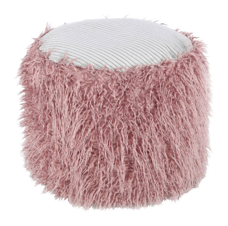 360 Living Hocker Bobtail 100 rosa grau Kord Kunstfell Styropor H/D: ca. 38x45 cm Bobtail 100 - rosa/grau (45,00/38,00cm) - 360 Living