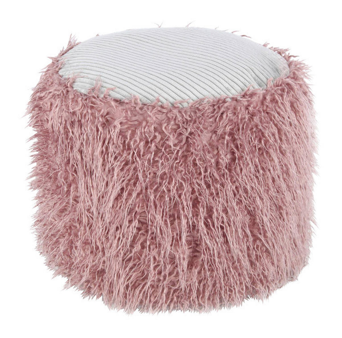 360 Living Hocker Bobtail 100 rosa grau Kord Kunstfell Styropor H/D: ca. 38x45 cm Bobtail 100 - rosa/grau (45,00/38,00cm) - 360 Living