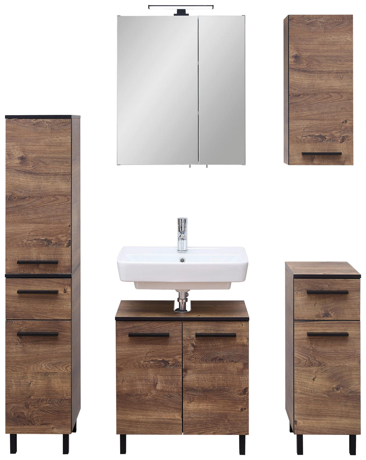 Badezimmer-Set Quickset 374 Eiche Ribeck Nachbildung B/H/T: ca. 120x200x33 cm Quickset 374 - Eiche (120,00/200,00/33,00cm) - Pelipal