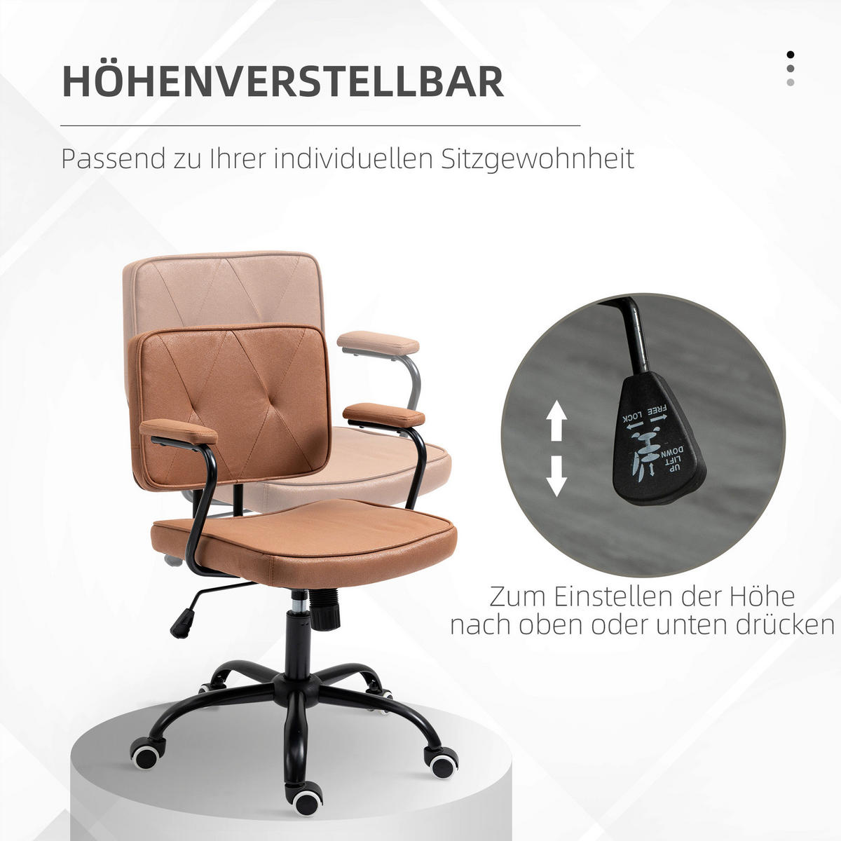 Drehstuhl 921-595BN braun 921-595BN - braun (58,00/82,00/61,00cm) - Vinsetto