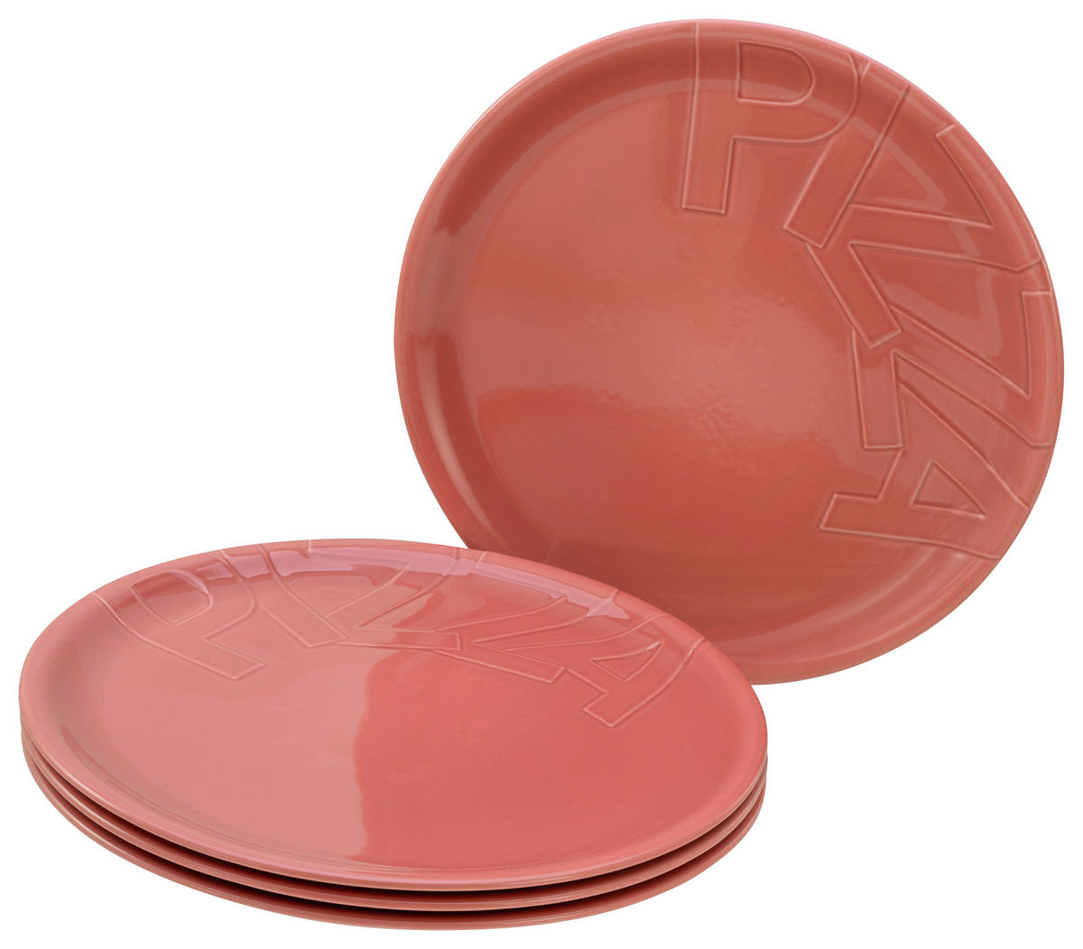 CreaTable Pizzateller-Set Gourmet rot Porzellan D: ca. 32 cm Gourmet - rot (32,00cm) - CreaTable