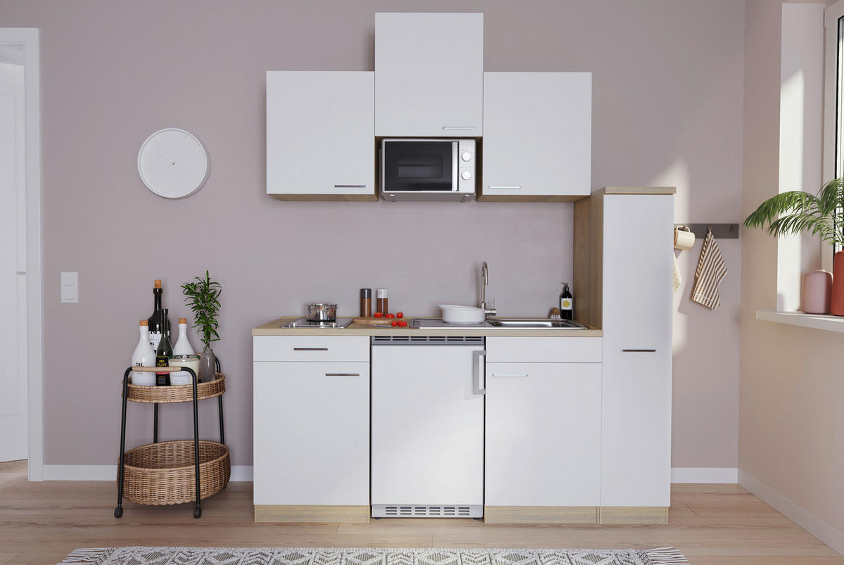 Respekta Küchenblock Economy weiß B/H/T: ca. 180x200x60 cm Economy - Eiche/weiß (180,00/200,00/60,00cm) - Respekta