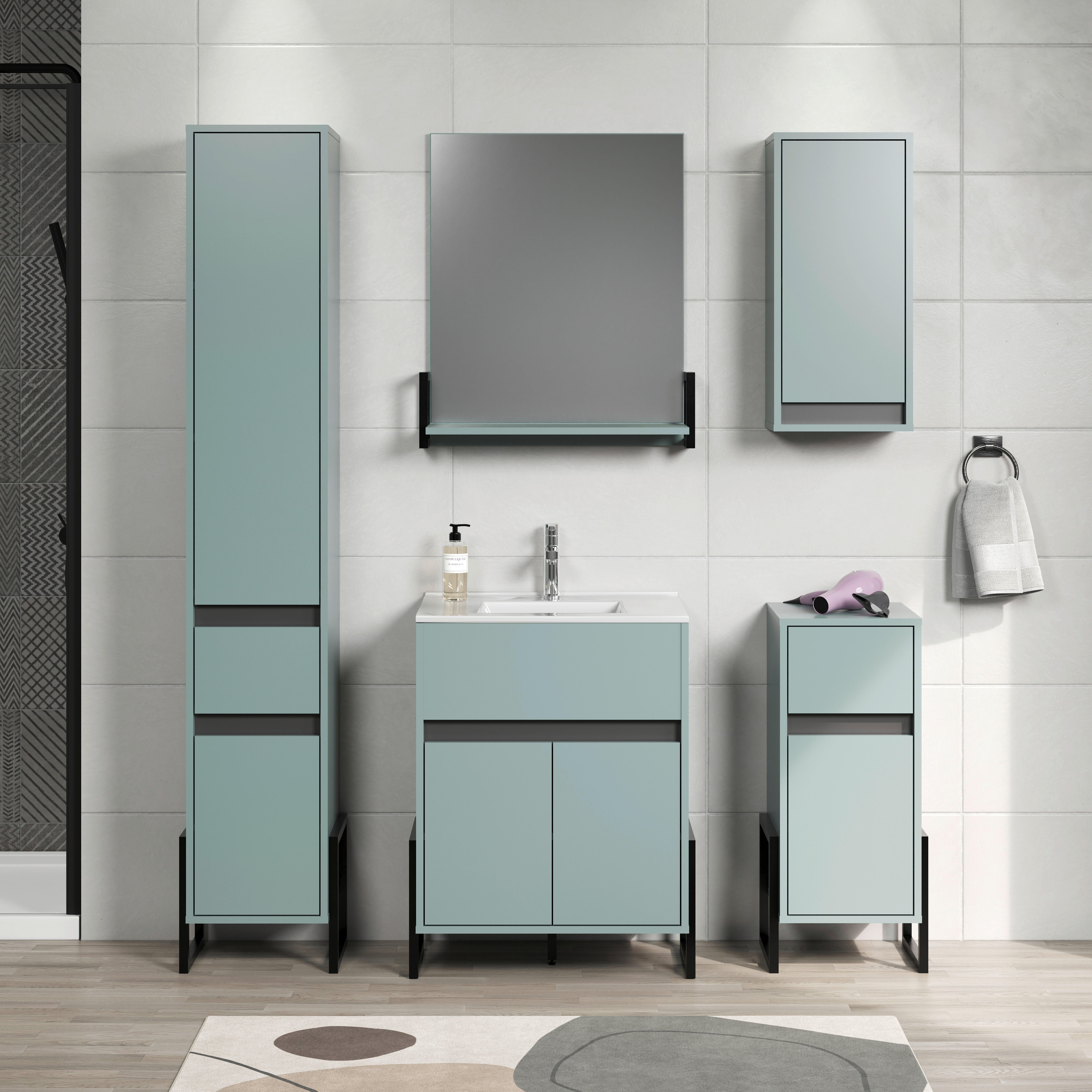 Stauraumelement Matix blau matt B/H/T: ca. 36x80x35 cm Matix - blau (36,00/80,00/35,00cm) - Trendteam