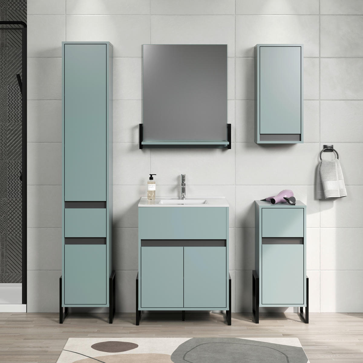 Stauraumelement Matix blau matt B/H/T: ca. 36x80x35 cm Matix - blau (36,00/80,00/35,00cm) - Trendteam
