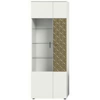 Vitrinenschrank Prisma weiß gold Optik B/H/T: ca. 70x195x37 cm Prisma - gold/weiß (70,00/195,00/37,00cm)