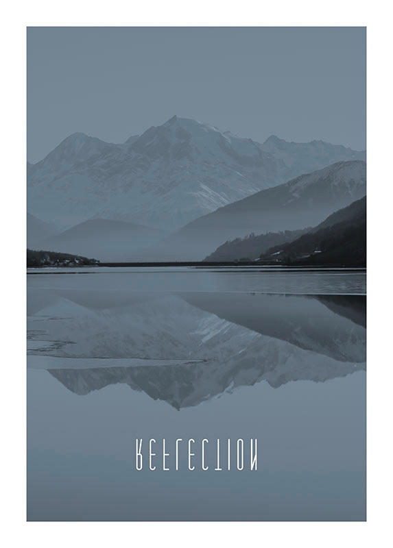 Komar Poster Word Lake Reflection Steel Natur B/L: ca. 50x70 cm günstig online kaufen