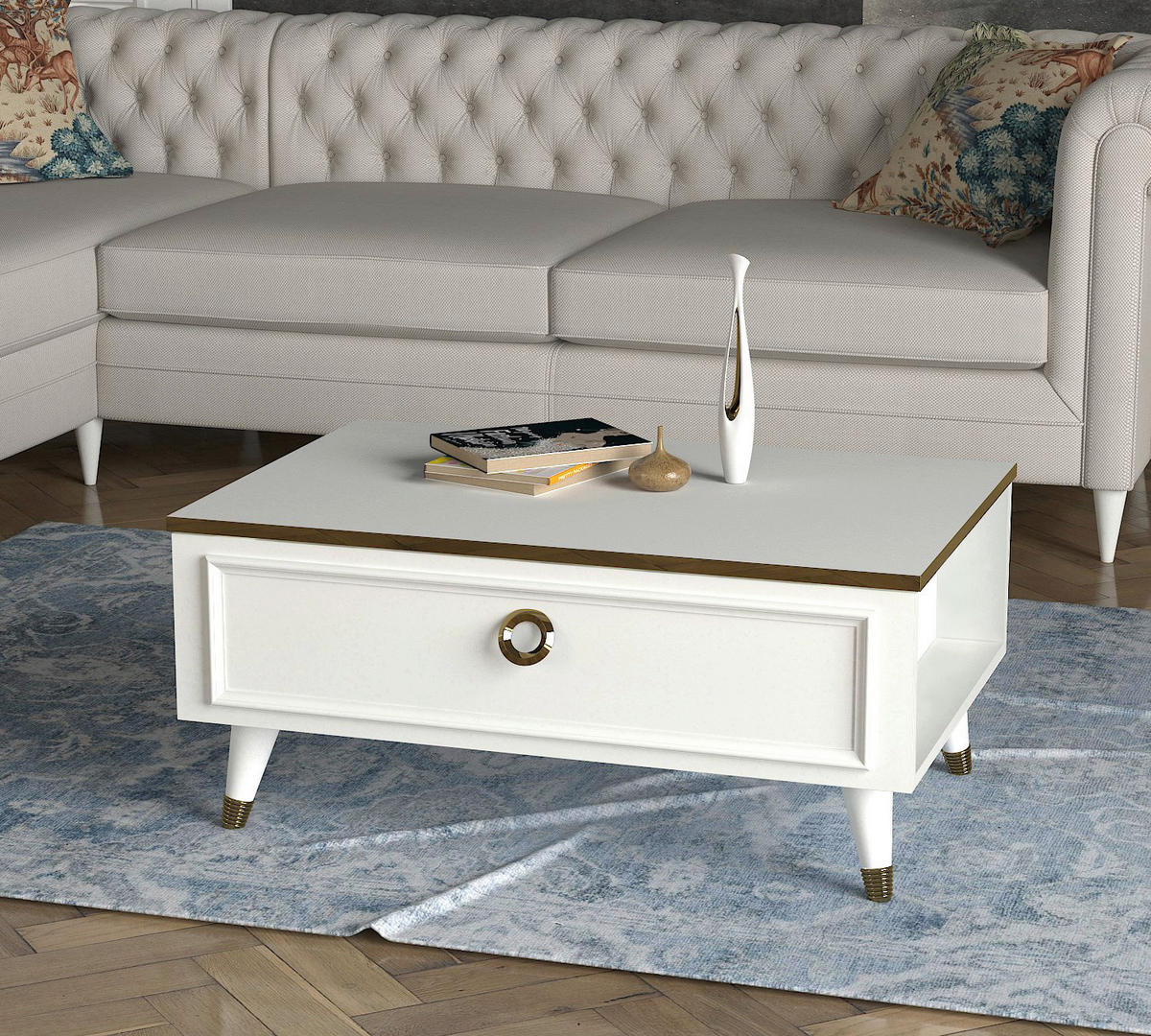 Couchtisch Cornelia weiß B/H/T: ca. 90x40x38,2 cm Cornelia - weiß (90,00/40,00/38,20cm) - moebel17