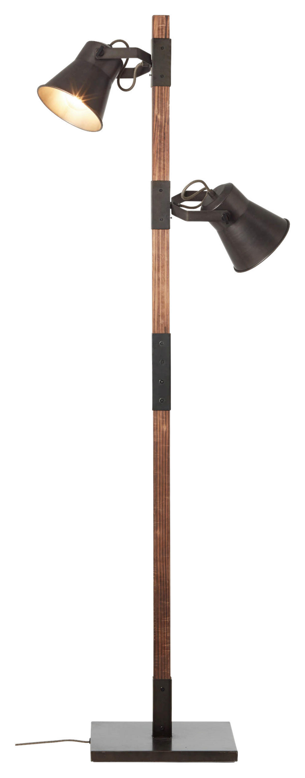 Brilliant Stehleuchte 82156/46 Plow schwarz Metall Holz H: ca. 154 cm E27 2 Brennstellen Plow - schwarz (154,00cm) - Brilliant