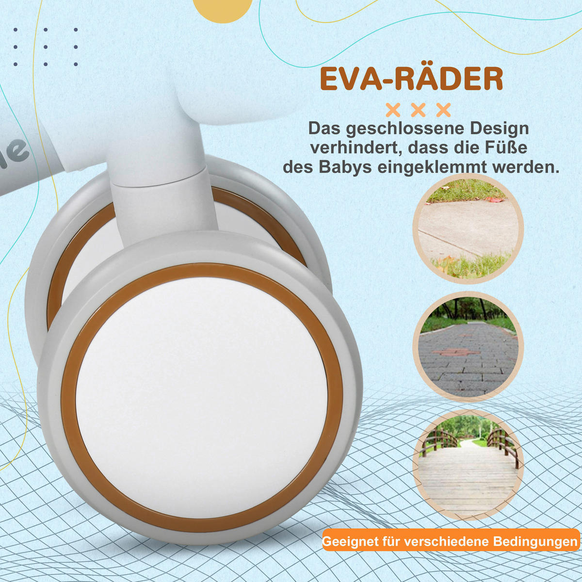 AIYAPLAY Kinderlaufrad weiß B/H/L: ca. 27x39x56 cm Kinderlaufrad - braun/weiß (56,00/27,00/39,00cm) - AIYAPLAY