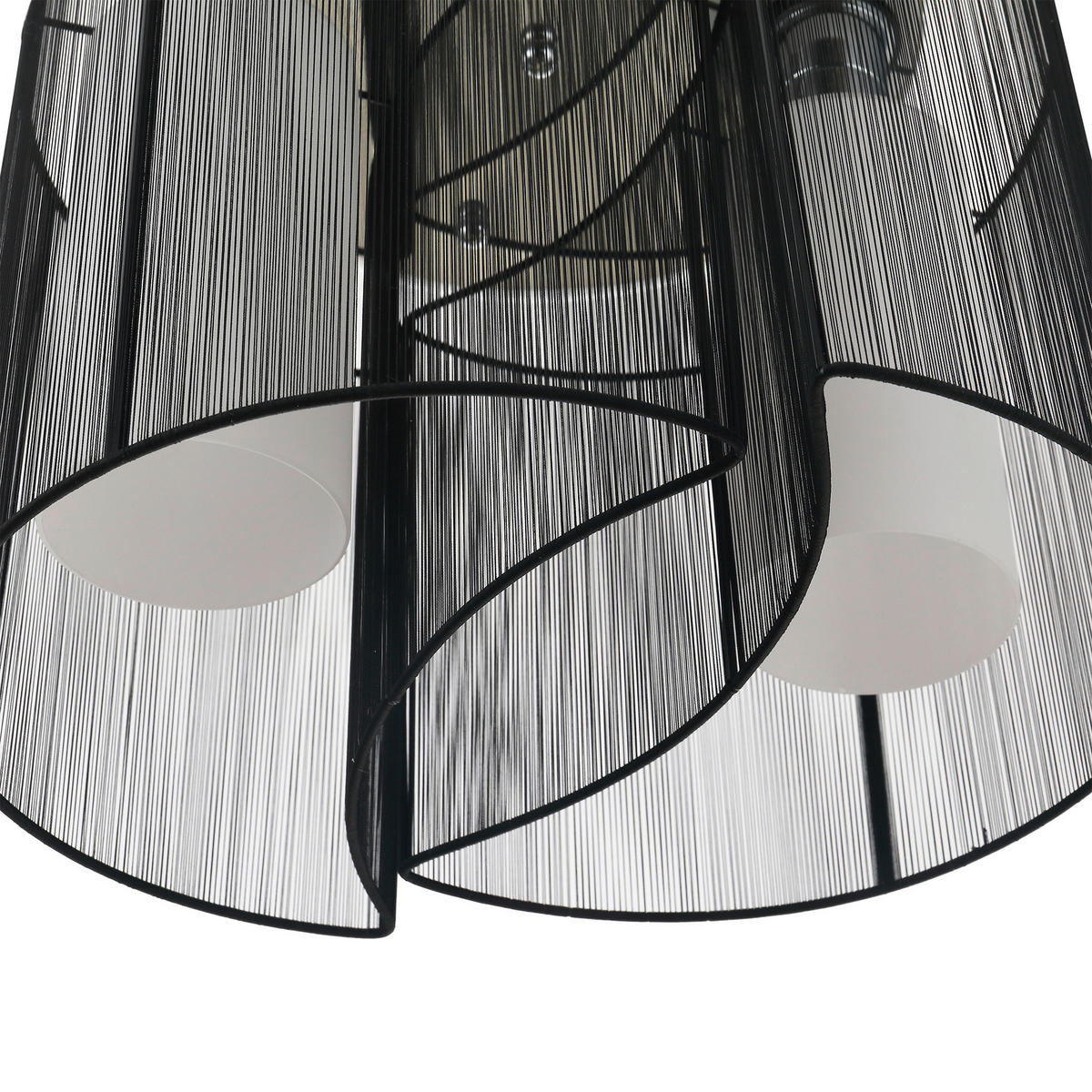 HOMCOM Deckenlampe 2-flammig schwarz Glas Stoff Stahl H/D: ca. 33x48 cm E27 2 Brennstellen Deckenlampe 2-flammig - schwarz (48,00/33,00cm) - HOMCOM