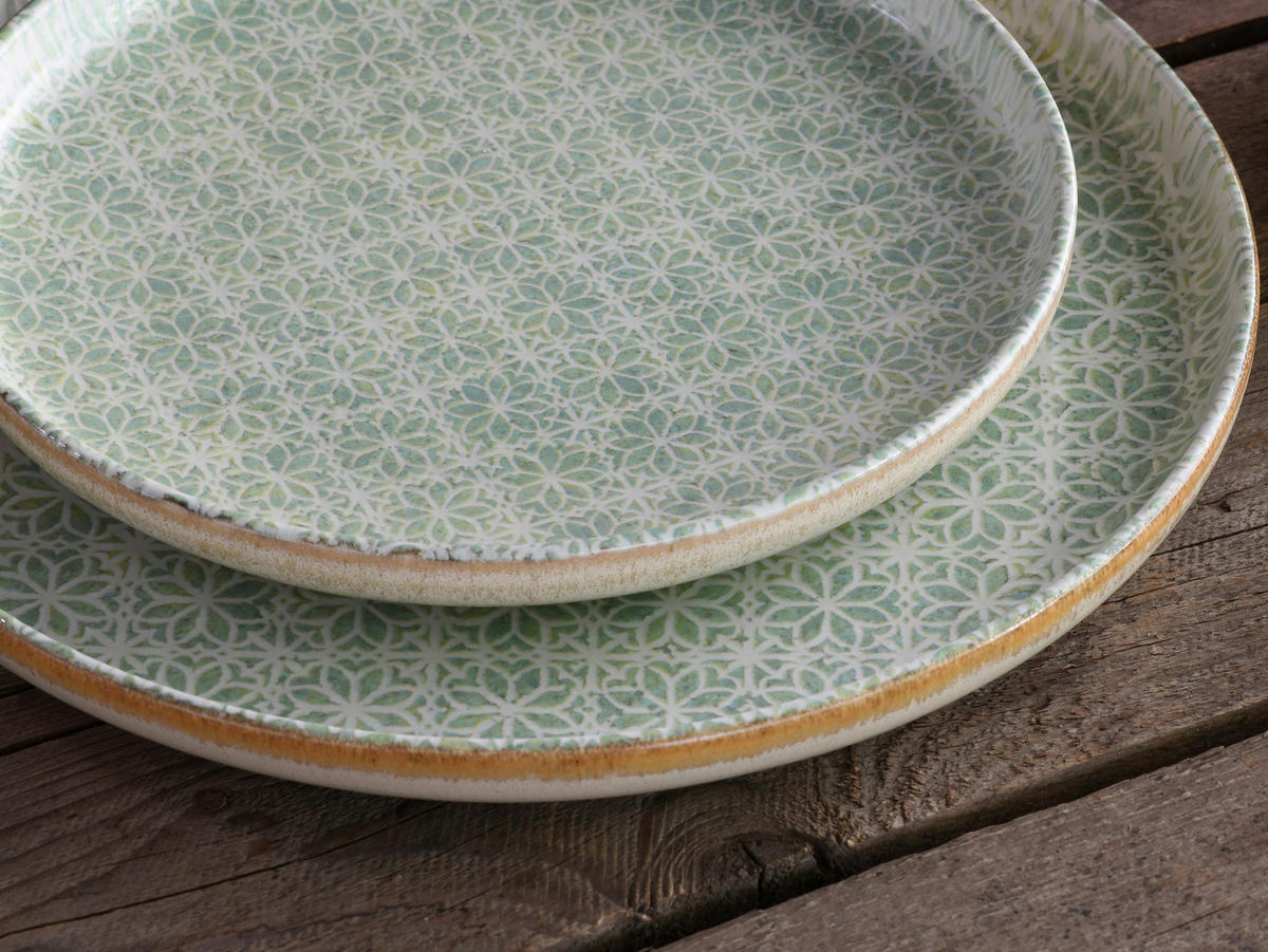 CreaTable Tafelservice Uno Emiliana grün Steinzeug 12 tlg. Uno Emiliana - grün - CreaTable