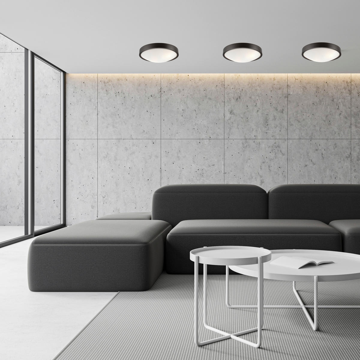 Lamkur Deckenleuchte dunkelbraun Glas Holz B/H/L: ca. 38,5x12x38,5 cm 2 Brennstellen Anello - dunkelbraun (38,50/38,50/12,00cm) - Lamkur