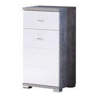 Badkommode Pool Beton Optik weiß Hochglanz B/H/T: ca. 38x73x30 cm Pool - Beton/weiß (38,00/73,00/30,00cm)