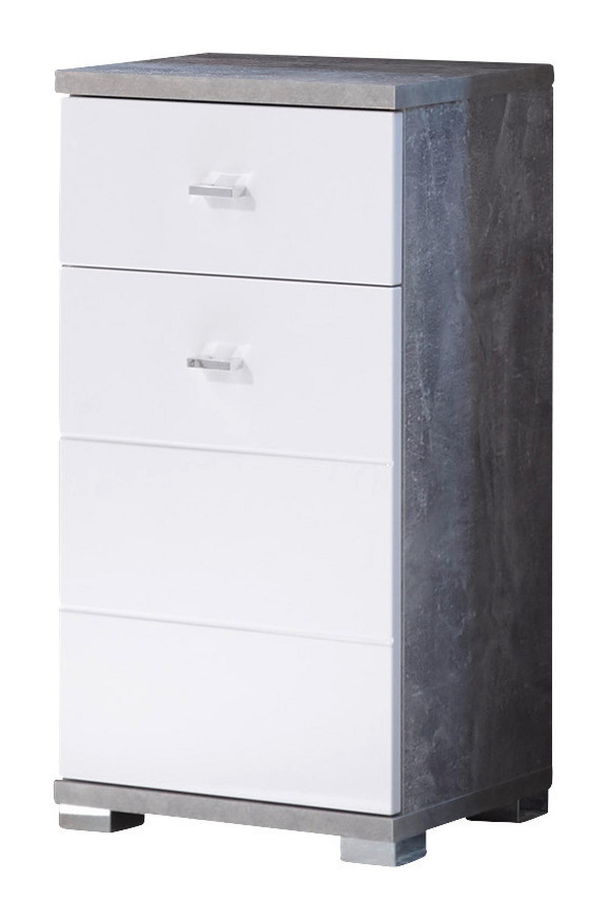 Badkommode Pool Beton Optik weiß Hochglanz B/H/T: ca. 38x73x30 cm Pool - Beton/weiß (38,00/73,00/30,00cm)