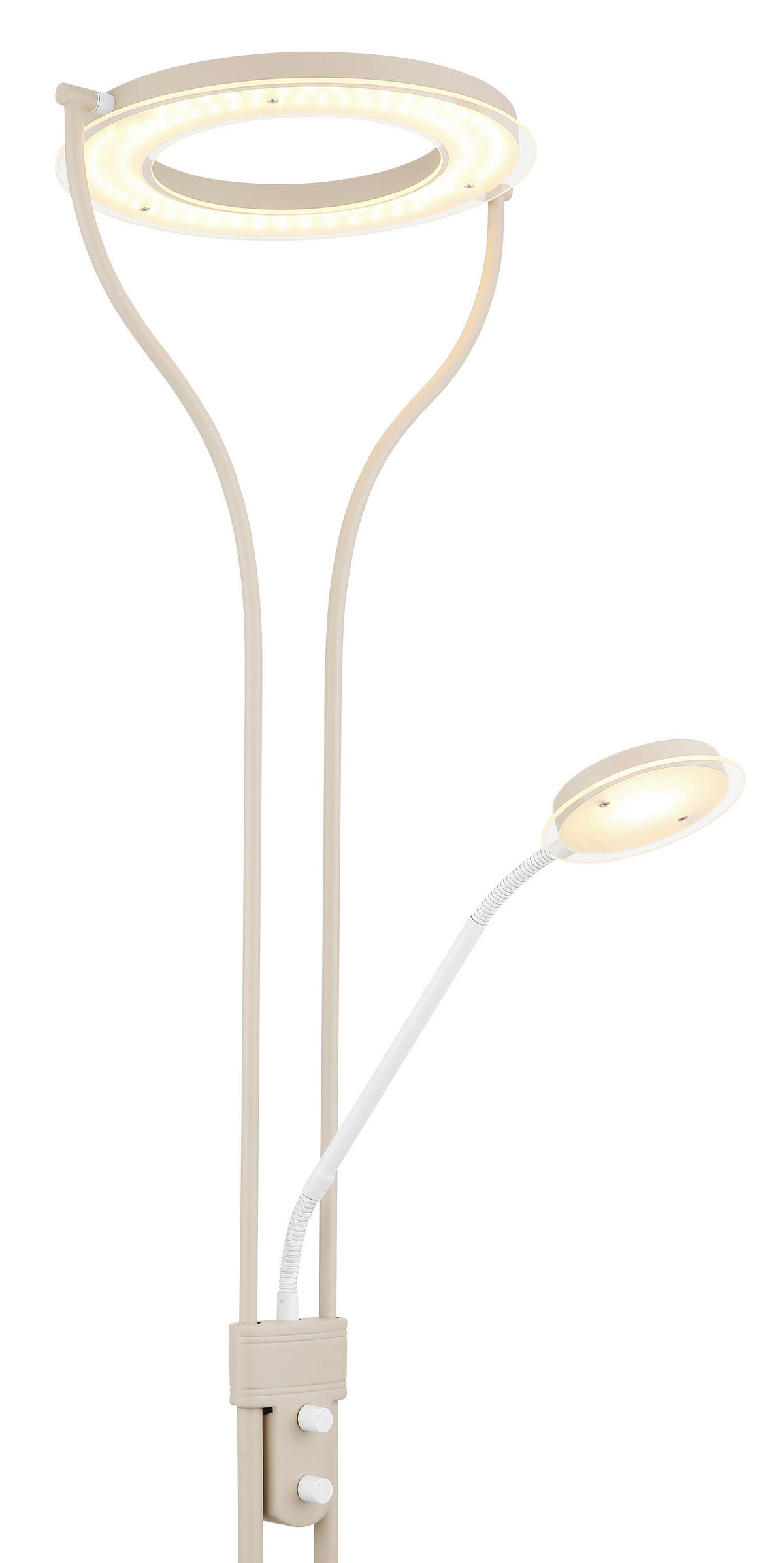 GLOBO Deckenfluter weiß sand Satiniert Glas Metall B/H/L: ca. 31x194x35 cm null 1 Brennstellen EBRO - sand/weiß (35,00/31,00/194,00cm) - GLOBO