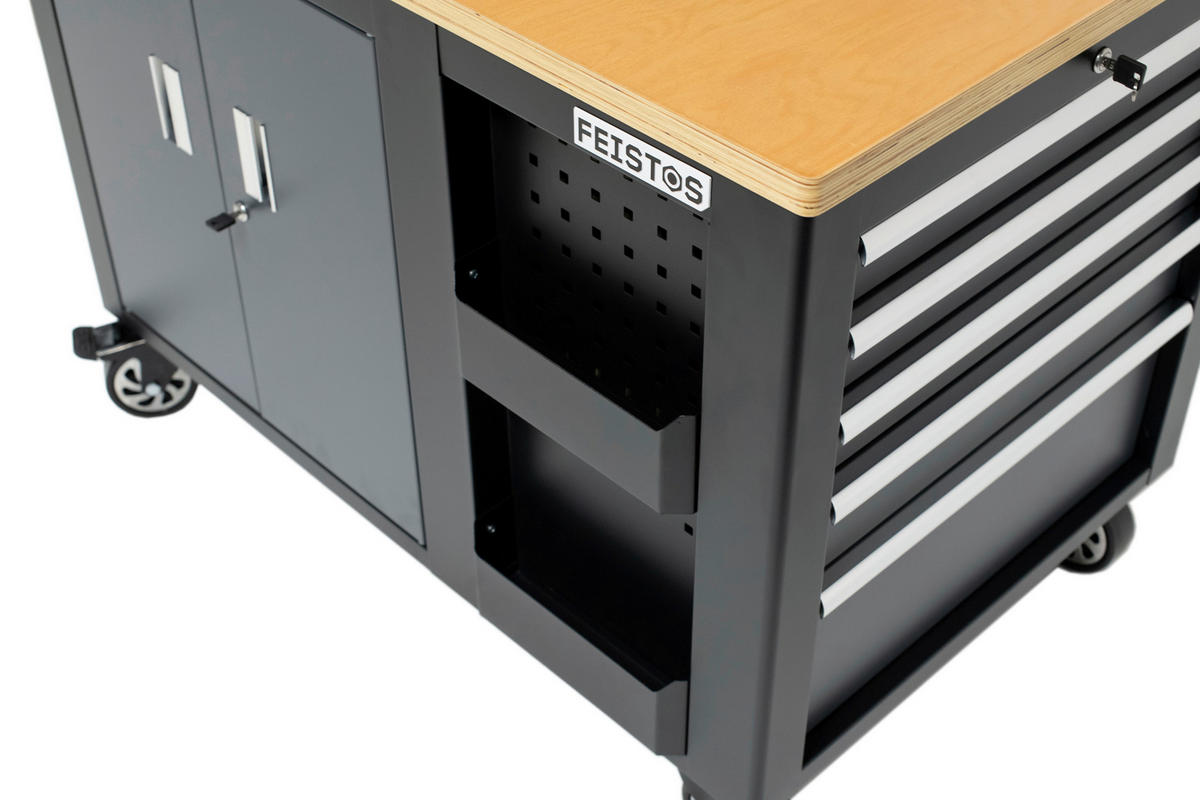 Werkbank Hektor schwarz B/H/L: ca. 114x89x73 cm Hektor - schwarz (73,00/114,00/89,00cm) - Feistos