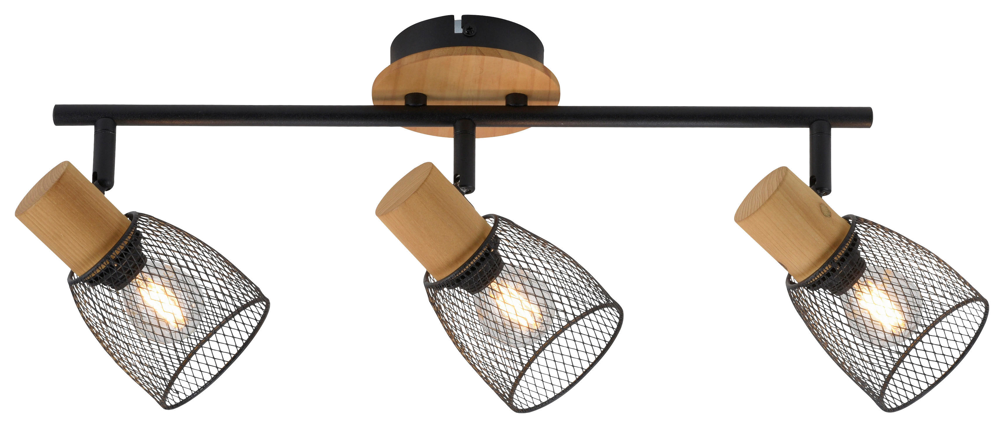 Just Light Spotbalken TAMIS 15193-79 schwarz natur Holz Metall B/H/T: ca. 65x22x24 cm E14 3 Brennstellen TAMIS - natur/schwarz (65,00/22,00/24,00cm) - Just Light
