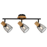 Just Light Spotbalken TAMIS 15193-79 schwarz natur Holz Metall B/H/T: ca. 65x22x24 cm E14 3 Brennstellen TAMIS - natur/schwarz (65,00/22,00/24,00cm) - Just Light