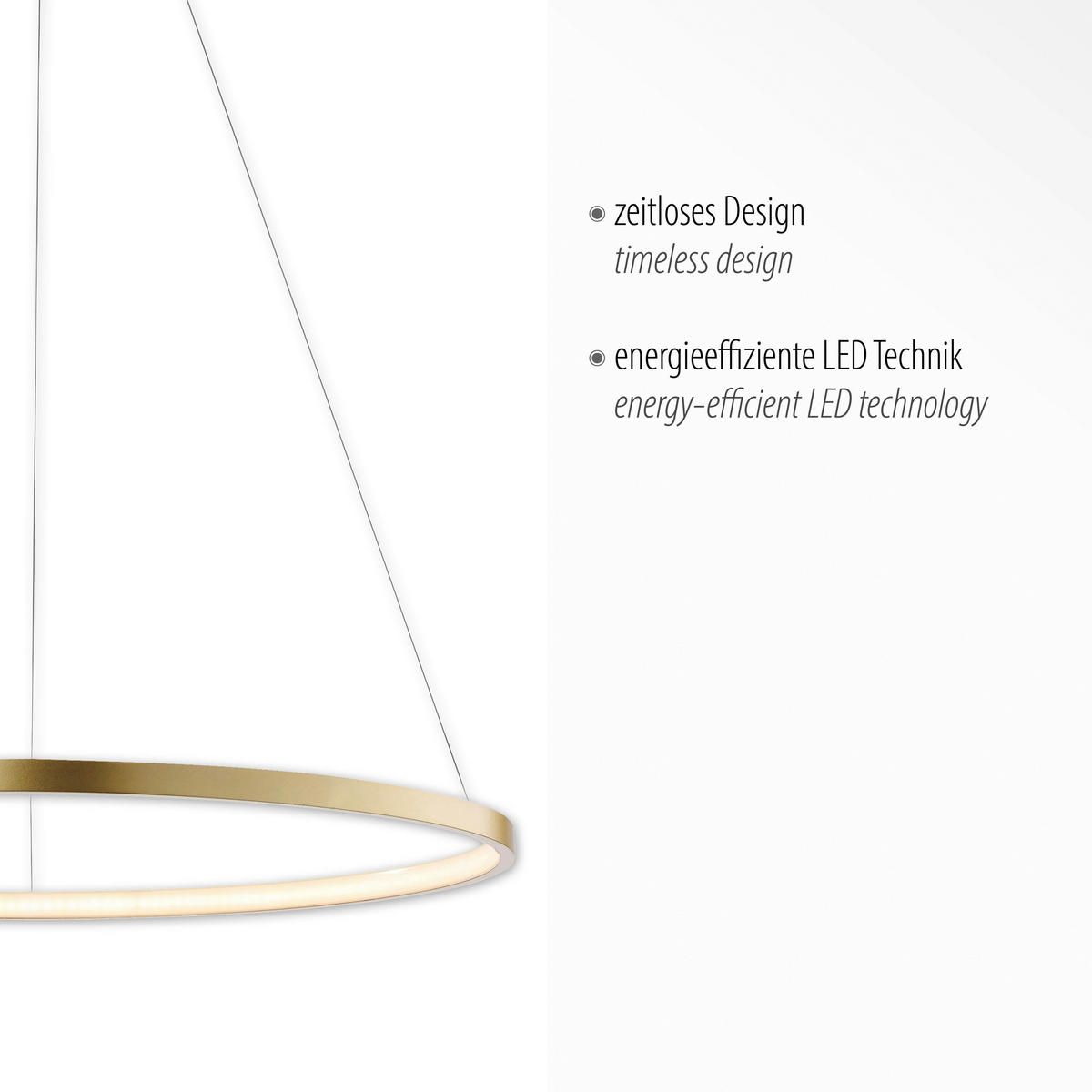 Just Light LED-Pendelleuchte CIRCLE 11524-12 weiß gold Kunststoff Metall H/D: ca. 120x60 cm 1.0 Brennstellen CIRCLE - gold/weiß (60,00/120,00cm) - Just Light