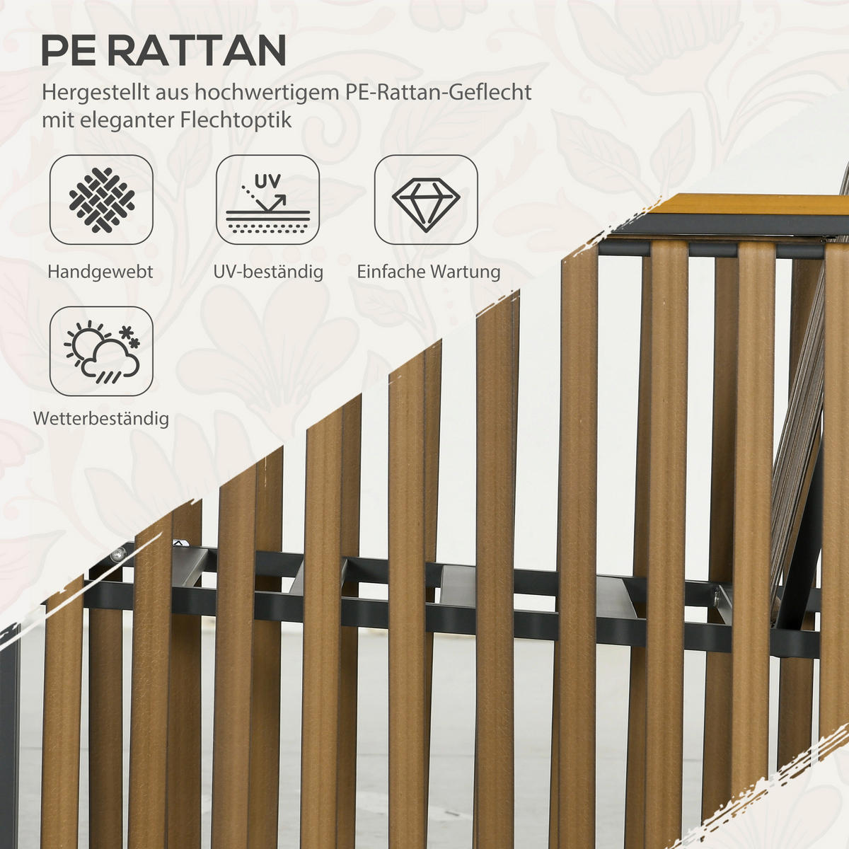 Outsunny Sitzgruppe grau Polyrattan B/H/L: ca. 68x66x68 cm Rattan-Gartenmöbelset - braun/grau (68,00/68,00/66,00cm) - Outsunny