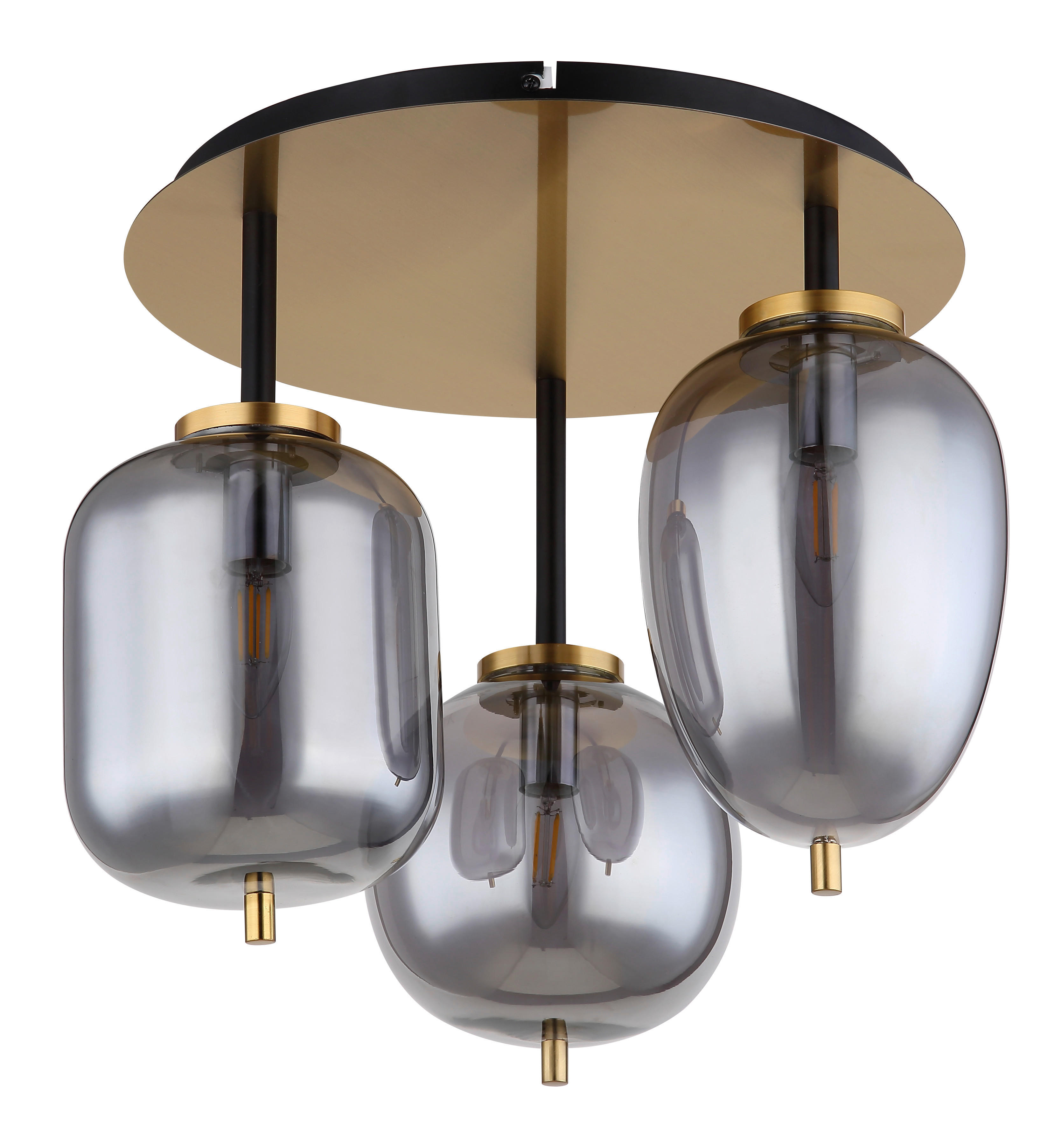 GLOBO Deckenleuchte messing Metall Glas H/D: ca. 36x46 cm 3 Brennstellen 15345-3DMM - messing (46,00/36,00cm) - GLOBO