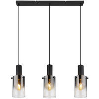 Pendelleuchte schwarz Glas Metall B/H/L: ca. 12,5x150x72,5 cm E27 3 Brennstellen Florentina - schwarz (72,50/12,50/150,00cm)