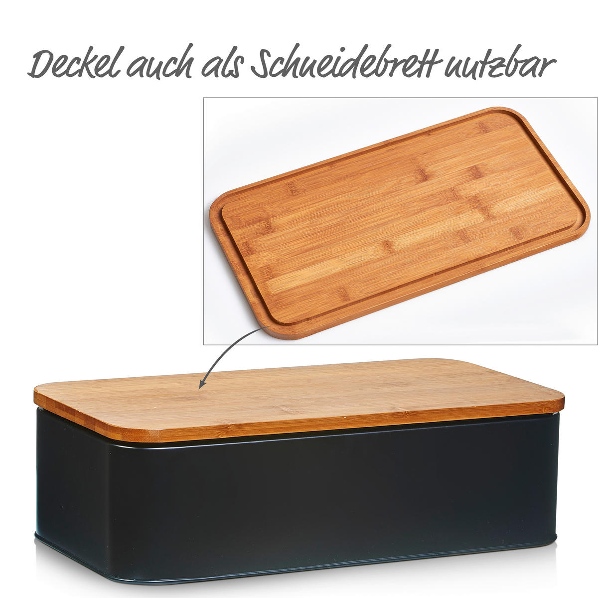 Zeller Brotkasten schwarz Metall B/H/L: ca. 23x13x42,5 cm Brotkasten - natur/schwarz (42,50/23,00/13,00cm) - Zeller