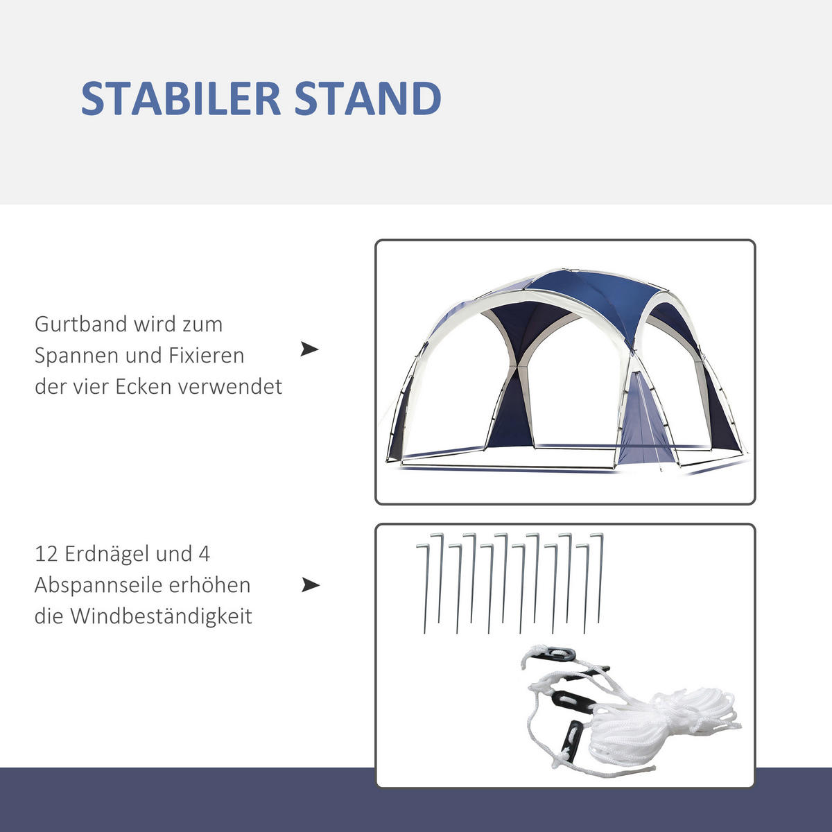 Outsunny Campingartikel B/H/L: ca. 350x350x222 cm Campingzelt - blau (222,00/350,00/350,00cm) - Outsunny